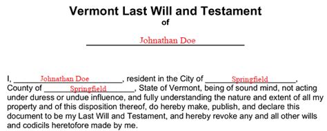 Vermont Last Will And Testament02 Will Forms Will Forms