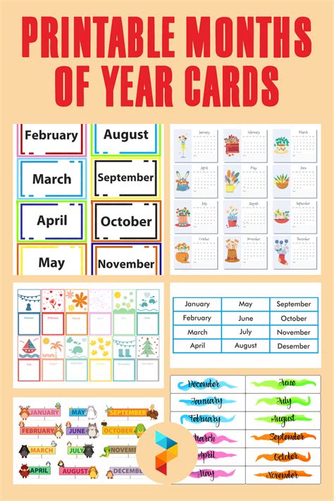 10 Best Printable Months Of Year Cards Pdf For Free At Printablee