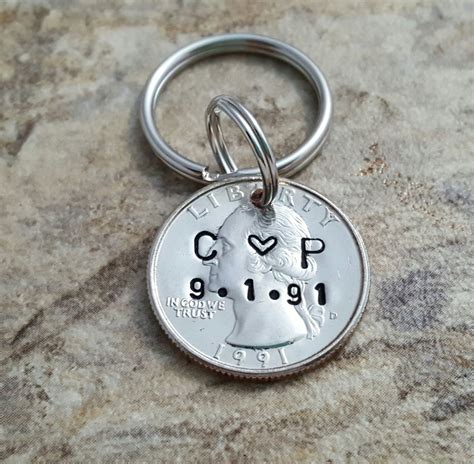 Personalized 25th Anniversary Keychain Anniversary For Men Etsy