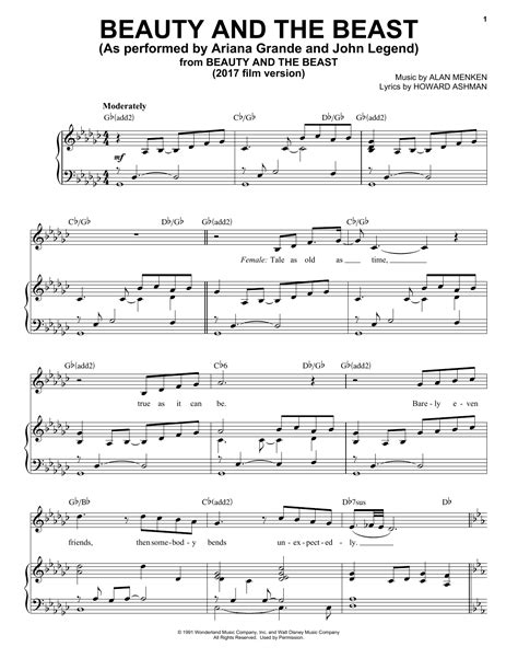 Beauty And The Beast Piano And Vocal Backing Track Sheet Music