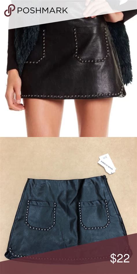 Jolt Studded Faux Leather Skirt Faux Leather Skirt Fashion Leather