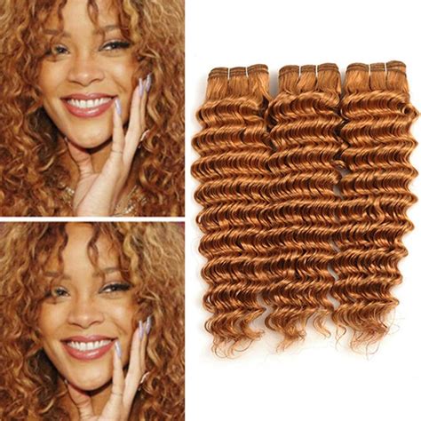 Color Auburn Brown Virgin Brazilian Hair Weave Bundles Deals Deep Wave Curly Light Brown