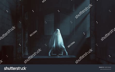 Ghost Evil Spirit Sitting Wheelchair Derelict Stock Illustration