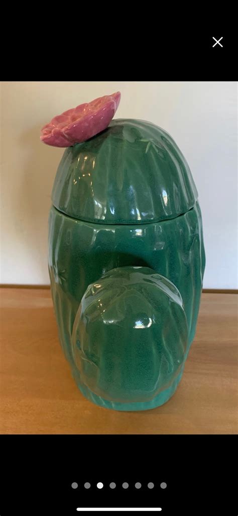 Vintage Treasure Craft Saguaro Cactus Cookie Jar Pink Flower Etsy