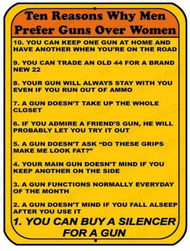 ten reasons why men prefer guns over women funny 2nd amendment aluminum sign ebay