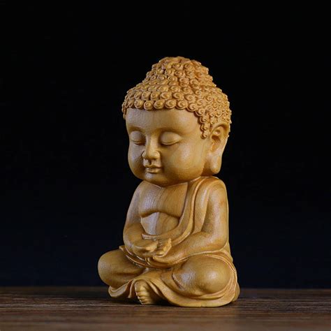 Wooden Buddha Statue Natural Boxwood Crafted As A Buddha Etsy