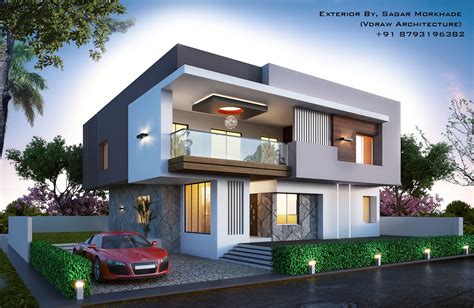 Modern Bungalow Exterior By Ar Sagar Morkhade Vdraw Architecture Modern