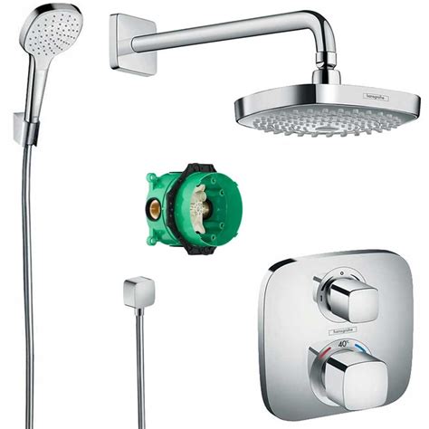 Hansgrohe Croma Select E Shower System And Ecostat E Theromostatic Mixer Set