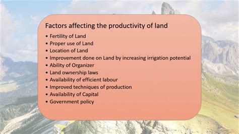 Meaning Of Land Characteristics Of Landproductivity Of Landfactors