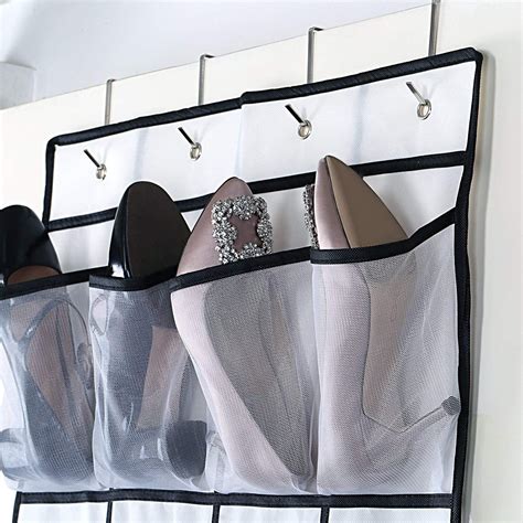 Over the Door Hanging Shoe Organizer, 24 Large Mesh Pockets Shoes