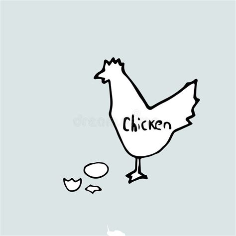 Pencil Drawing Chicken And Eggs Vector Hand Drawn Template Stock