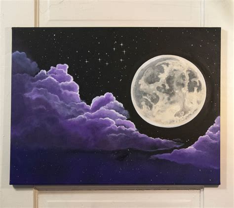Original Acrylic Painting Full Moon Stars And Moon Moon Painting Night