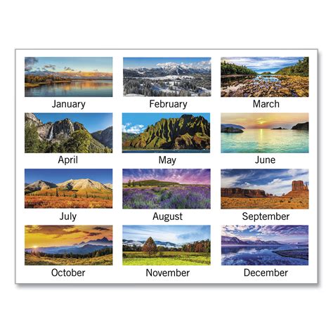 Landscape Monthly Wall Calendar Landscapes Photography 12 X 12 White