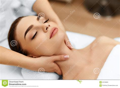Skin Body Care Woman Getting Beauty Spa Face Massage Treatment