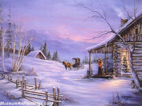 Christmas Oil Paintings Christmas Cabin