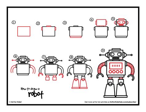 How To Draw A Robot Using Shapes - Art For Kids Hub - | Robots drawing