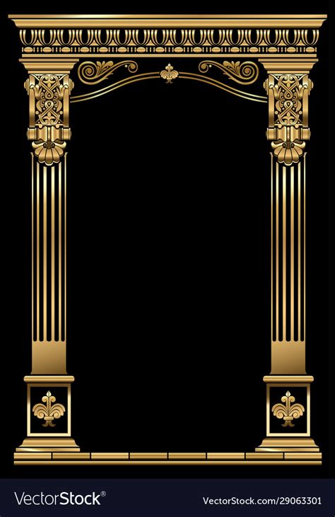Classic Antique Gold Vintage Luxurious Arch Frame Vector Image