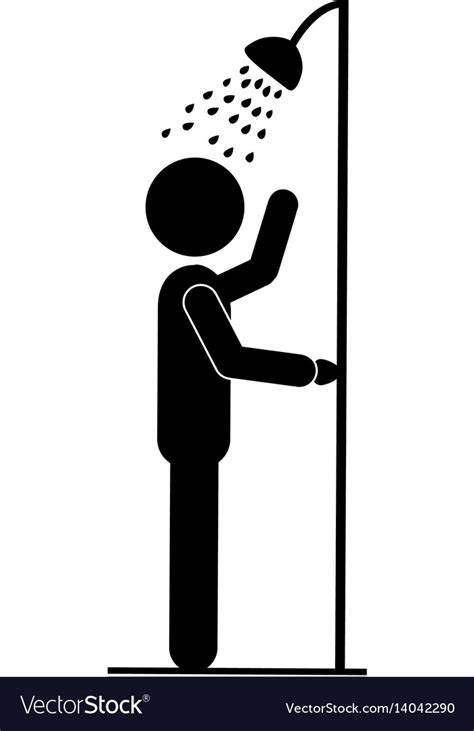 Black Silhouette Pictogram Person Taking A Shower Vector Image
