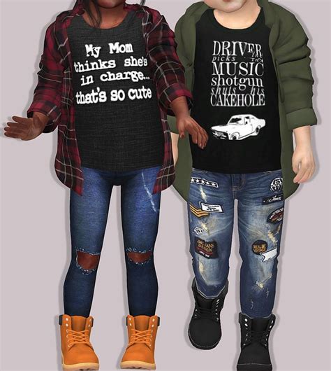Chisami Plaid Accessory Shirt For Toddlers Lumy Sims Sims 4 Toddler