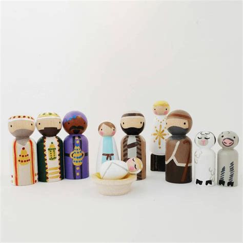 peg doll nativity set christmas pegs wooden nativity set belenes de madera muñeco de