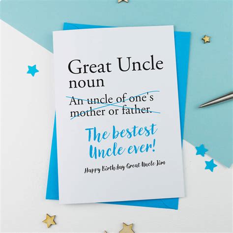 Whether she's a new aunt or a great aunt, there's something here she's going to love for mother's day. Great Uncle Personalised Birthday Card By A Is For ...