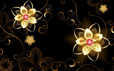 Gold Flowers Abstraction Wallpaper 3d And Abstract Wallpaper Better