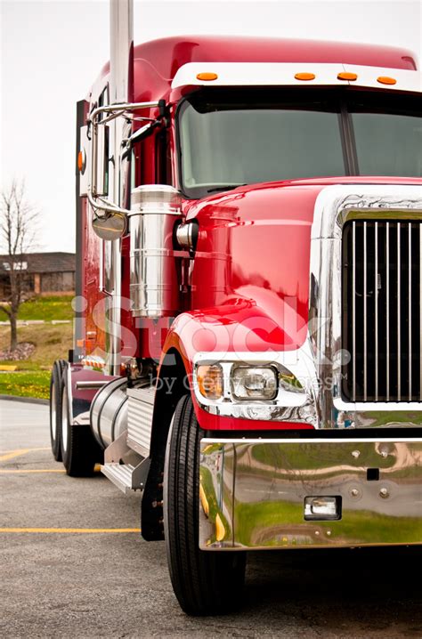 Red Semi Tractor Trailer Truck Stock Photo Royalty Free Freeimages