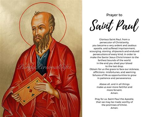 Saint Paul The Apostle Prayer Card Saul Of Tarsus St Paul Image St