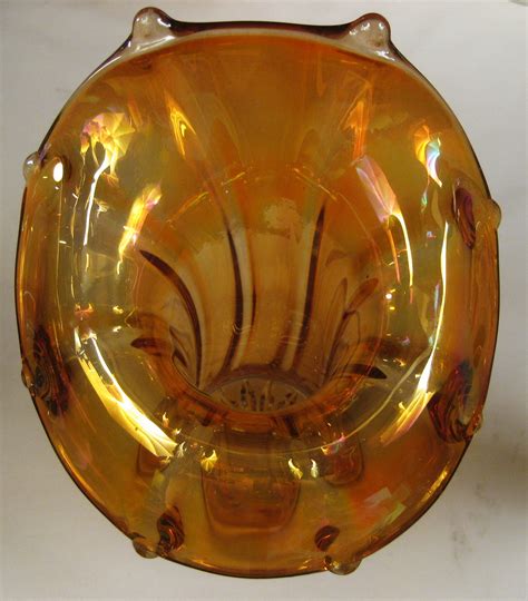 Antique Imperial Marigold Morning Glory Carnival Glass Jip Mid Size Vase Carnival Glass