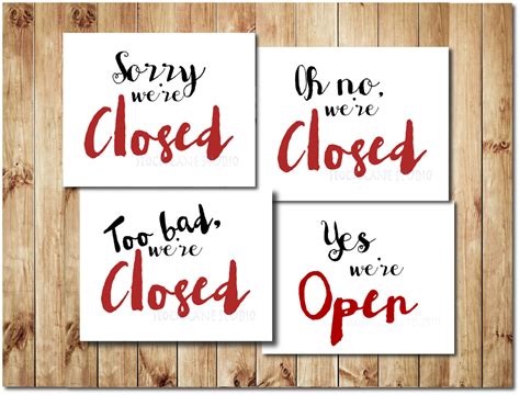 Open Closed Printable Signs Four 8x10 Diy Signs Yes