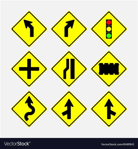 Set Of Road Signs Direction Of Movement Royalty Free Vector