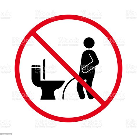 Prohibited Man Miss Toilet Ban Men Pissing Black Silhouette Icon Forbid