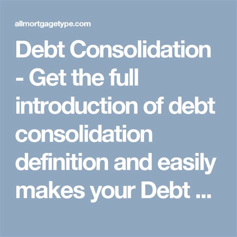 Debt Consolidation Get The Full Introduction Of Debt Consolidation