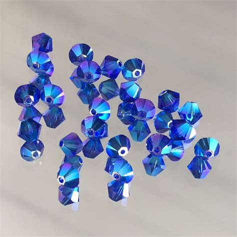 Swarovski Crystals 4mm Blue Bicone Crystal Beads Majestic Blue Ab2x