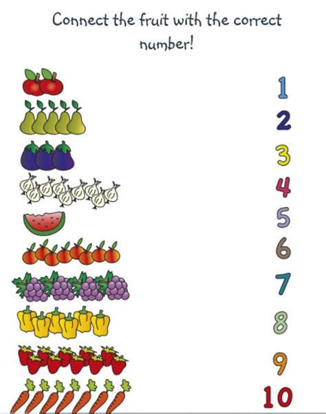 Veg Fruit Number Match Interactive Worksheet In 2023 Kindergarten