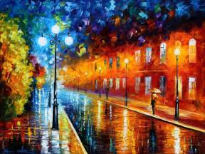 Blue Lights — Original Oil Painting On Canvas By Leonid Afremov Size 30 X40