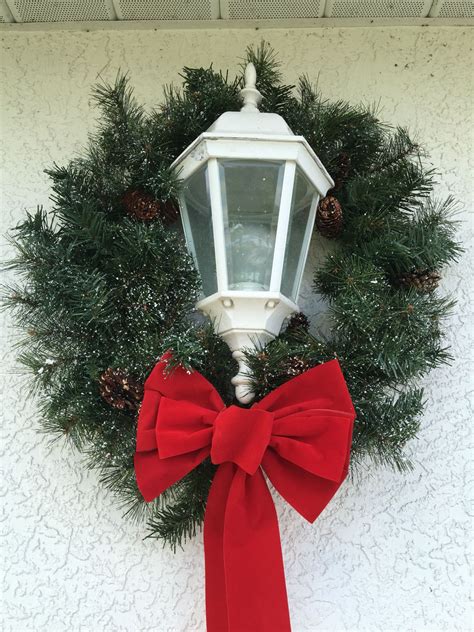Christmas Wreath With Bow From Michaels For The Outside Garage Lights