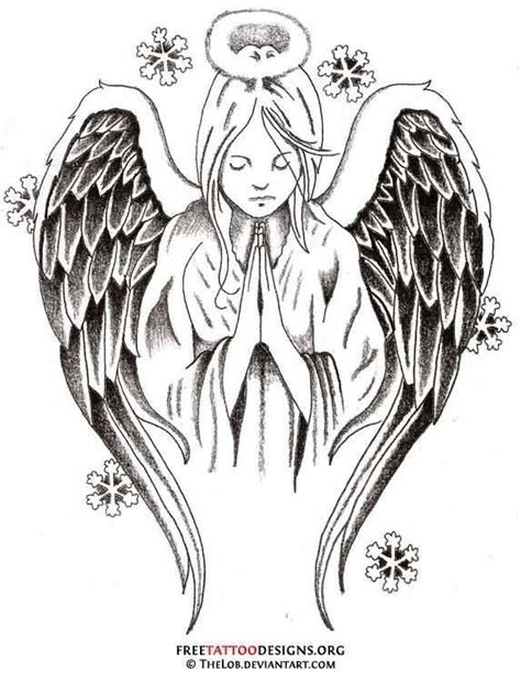 Close Hands Praying Angel Tattoo Design Stencil Fallen Angel Tattoo