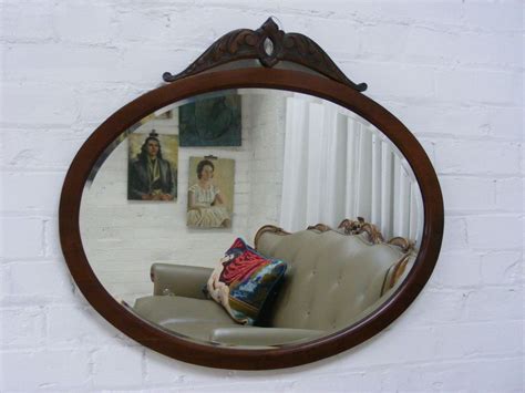 Big Antique Vintage Oval Wall Hanging Mirror Hand Carved Decorative