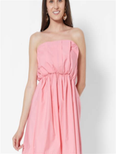 Buy Urbanic Pink Solid Pleated Tube Dress Dresses For Women 15847064 Myntra