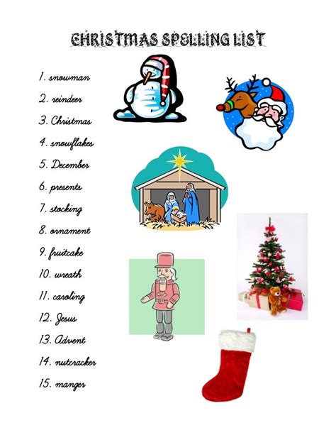 Christmas Spelling List