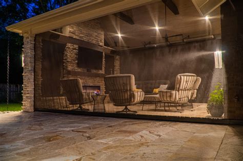 Frisco Outdoor Living With Retractable Screens And Fireplace Texas