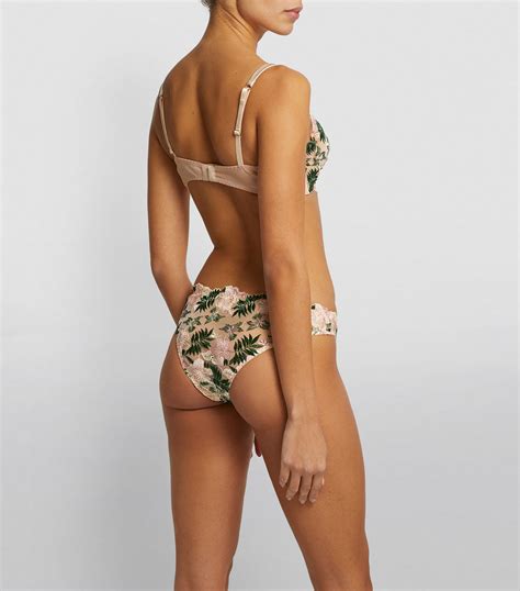 Gilda And Pearl Pink Les Fleurs Embroidered Briefs Harrods Uk