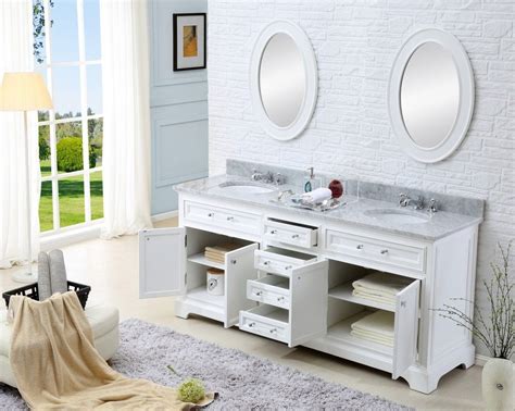 60 Inch Traditional Double Sink Bathroom Vanity Marble Countertop