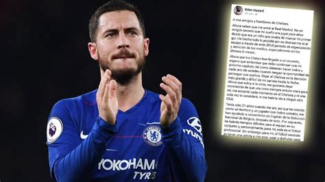 Real Madrid Hazard S Emotional Farewell Letter Following Real Madrid