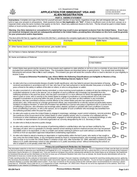 Immigrant Visa Application Form Ds 230 Par Us Department Of State
