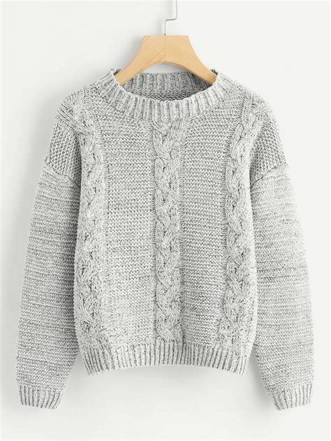 Shein Cable Knit Marled Sweater Marled Sweater Sweaters Sweaters