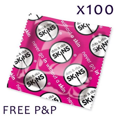 100 X Skins Dots And Ribs Condoms Free Pandp Ce Marked Uk Stock Discreet Condoms Dots Skin