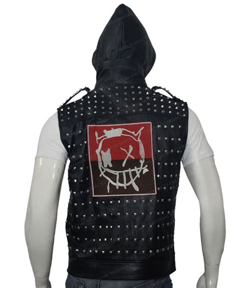 Wrench Watch Dogs 2 Studded Hooded Leather Vest William Jacket