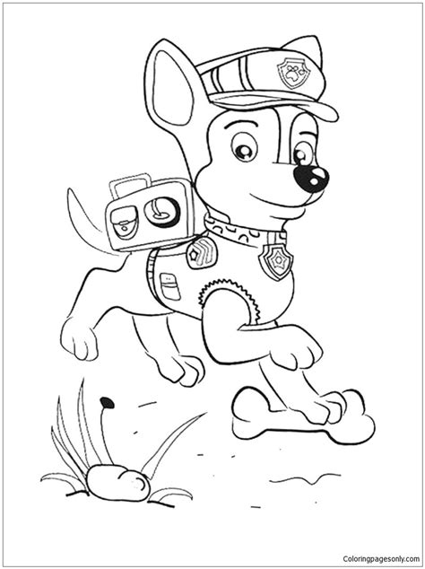 Chase From Paw Patrol 3 Coloring Page Free Printable Coloring Pages